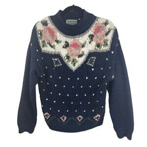 Simpatico Vintage Grandmacore 90s Floral Motif Sweater Women's Size M